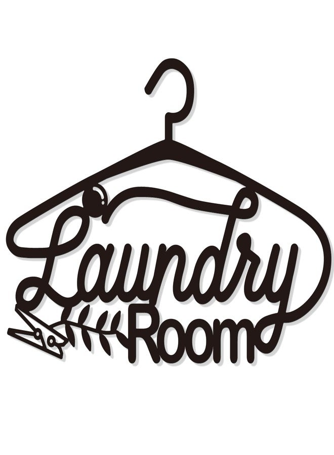 Bnesi Laundry Black Decor Sign, Farmhouse Metal Wall Art Decoration, Rustic and Elegant Laundry Room Hanging Decor, Optional Size, Black Rack Shape (Medium) - Image 1